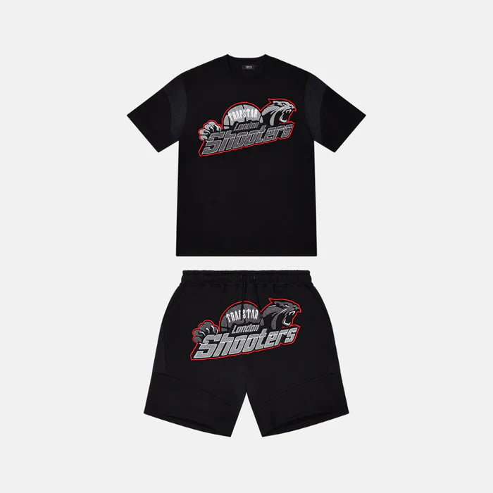 Trapstar Shooters T-Shirt & Shorts Set- Black/Red